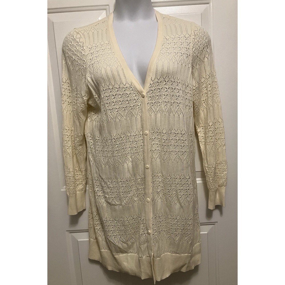 Torrid Women's Size‎ 2 XL Cream Open Knit Long Cardigan Sweater
